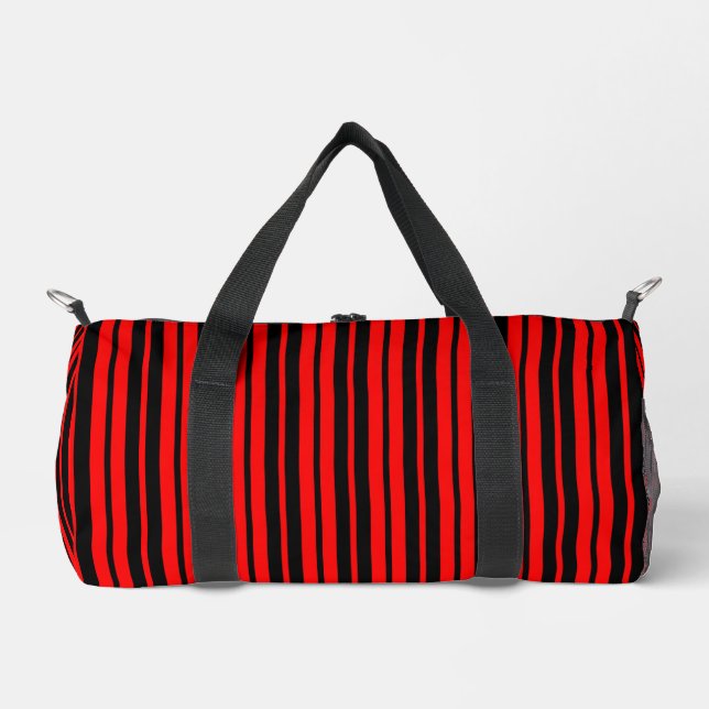 Bolso De Deporte Pequeño Patrón de rayas verticales rojas y negras (Anverso)