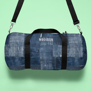 Bolso De Deporte Pequeño Patrón de tela de denim texturado azul personaliza