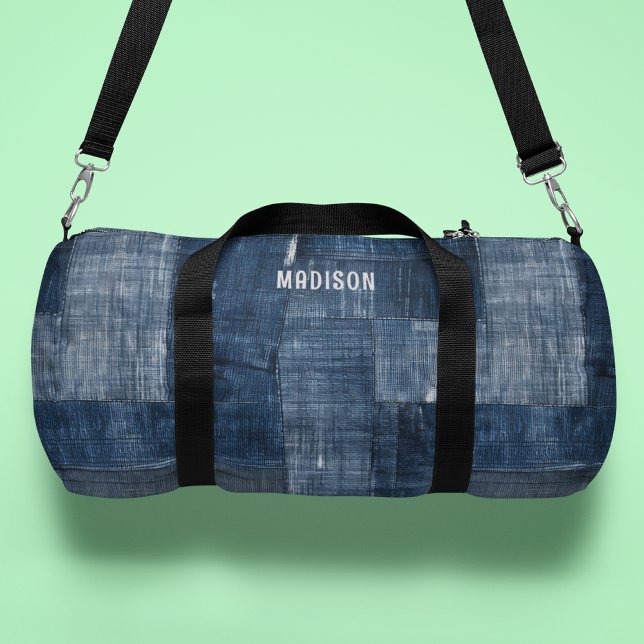 Bolso De Deporte Pequeño Patrón de tela de denim texturado azul personaliza (Subido por el creador)