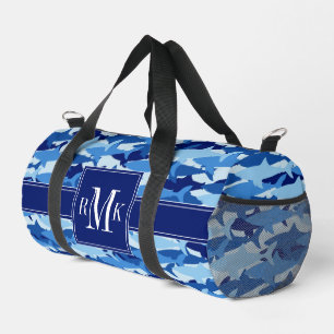 Bolso De Deporte Pequeño Patrón de tiburón azul