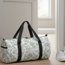 Patrón de Toile Vintage Floral Verde Salvia