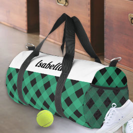 Bolso De Deporte Pequeño Patrón de verificación de búfalo verde personaliza