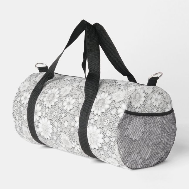 Bolso De Deporte Pequeño Patrón elegante de encaje floral blanco (Esquina derecha)