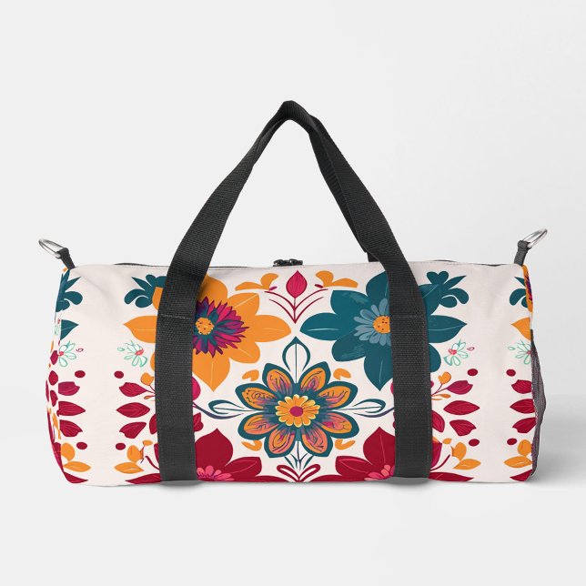 Bolso De Deporte Pequeño Patrón floral (Mexican Style Duffle Bag Carry  Anywhere!)