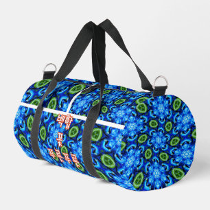 Bolso De Deporte Pequeño Patrón floral azul abstracto