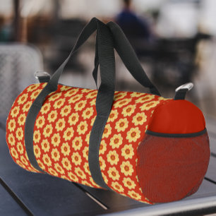 Bolso De Deporte Pequeño Patrón floral Dahlia amarillo en rojo