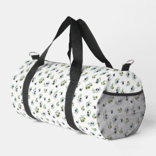 Bolso De Deporte Pequeño Patrón floral de acuarela de hojas verdes oliva