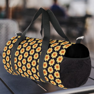 Bolso De Deporte Pequeño Patrón floral de Dahlia amarillo en negro