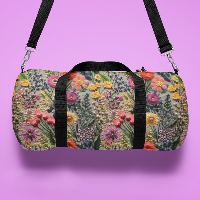 Bolso De Deporte Pequeño Patrón floral de flor silvestre Faux Embroidery (Subido por el creador)