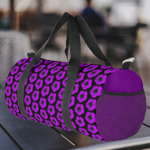 Bolso De Deporte Pequeño Patrón floral morado de geranio sobre morado