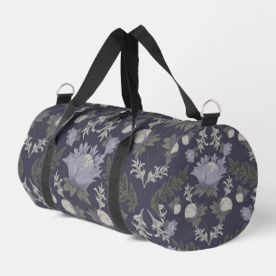 Bolso De Deporte Pequeño Patrón floral simétrico de color púrpura oscuro