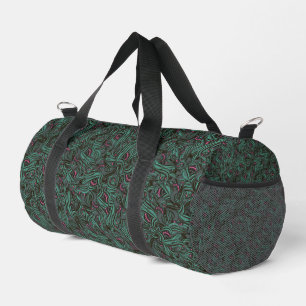 Bolso De Deporte Pequeño patrón floral verde y negro