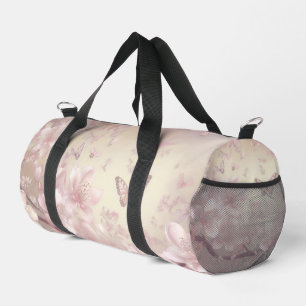 Bolso De Deporte Pequeño Patrón floral y de mariposas rosa pastel