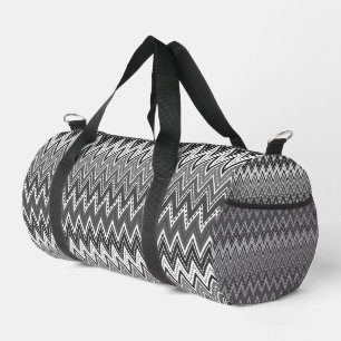 Bolso De Deporte Pequeño Patrón geométrico de zigzag en blanco y negro