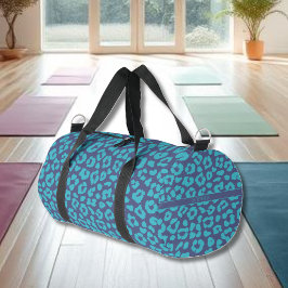 Bolso De Deporte Pequeño Patrón Leopardo-Azul-
