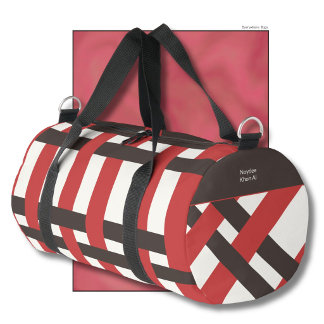 Bolso De Deporte Pequeño Patrón tejido tricolor rojo marrón retro