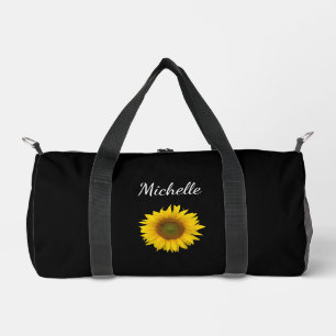 Bolso De Deporte Pequeño Peeking Sunflower Elegante Botánico Negro