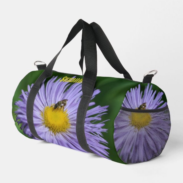 Bolso De Deporte Pequeño Pequeña Abeja En Flor De Aster Púrpura Personaliza (Esquina derecha)