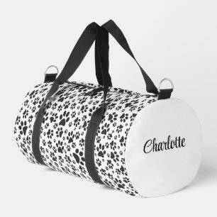 Bolso De Deporte Pequeño Perro Paws Black and White Polka Dot