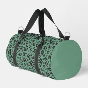Bolso De Deporte Pequeño Perro traza un punto de polka blanco y negro en un