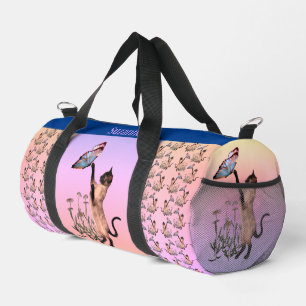 Bolso De Deporte Pequeño Personalización Del Gato Y La Mariposa Siameses