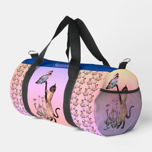 Bolso De Deporte Pequeño Personalización Del Gato Y La Mariposa Siameses (Esquina derecha)