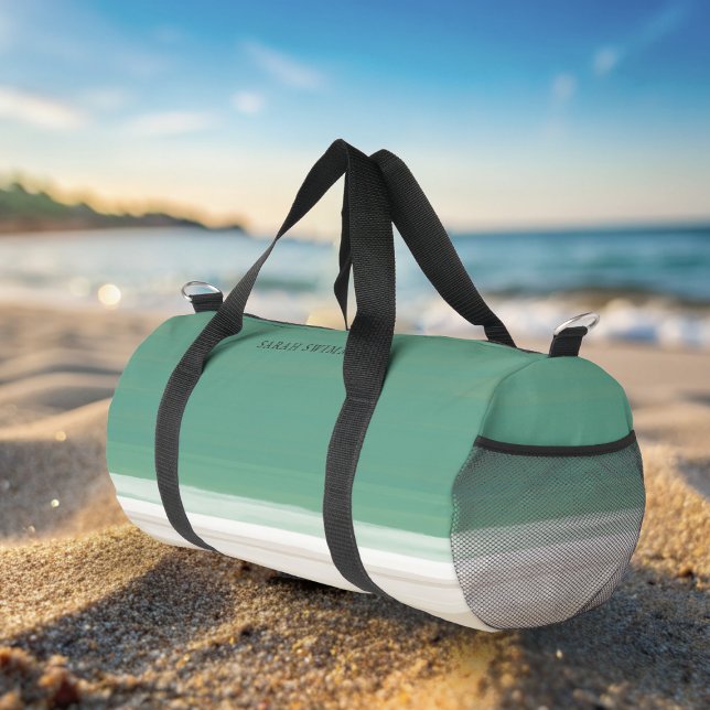 Bolso De Deporte Pequeño Personalizado Turquoise Ocean Beach Bañera Duffle  (Perfect bag for your swim stuff. Just add your name)