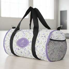 Bolso De Deporte Pequeño Personalized Purple Floral Monogram