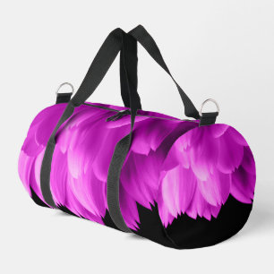 Bolso De Deporte Pequeño Pétalos de flores rosadas calientes sobre negro