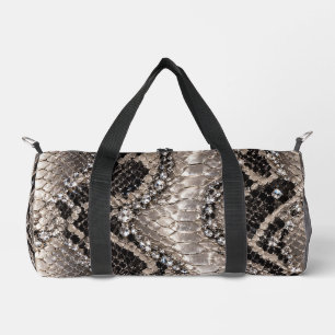 Bolso De Deporte Pequeño Piel de Serpiente Cristal de Plata de Lujo