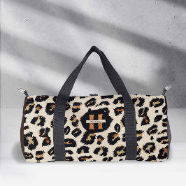 Bolso De Deporte Pequeño Piel leopardo, patrón animal moderno, monograma