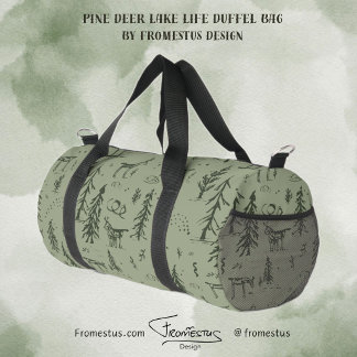 Bolso De Deporte Pequeño Pine Deer Lake Life - patrón de bosque de madera v