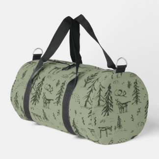 Bolso De Deporte Pequeño Pine Deer Lake Life - patrón de bosque de madera v