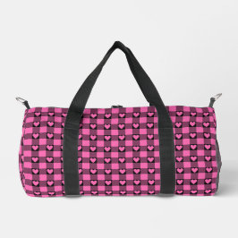 Bolso De Deporte Pequeño Pink Black Buffalo Heart Plaid