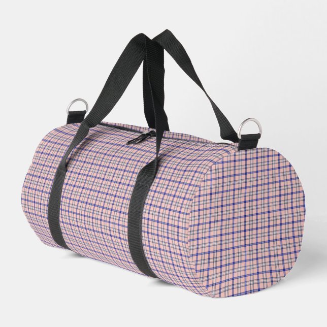 Bolso De Deporte Pequeño Pink Blue Plaid Classic Pattern Retro (Esquina izquierda)