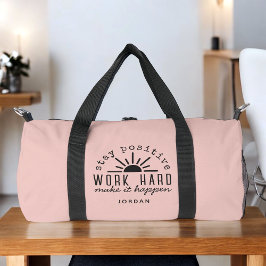 Bolso De Deporte Pequeño Pink Positive Motivational Quote with Name