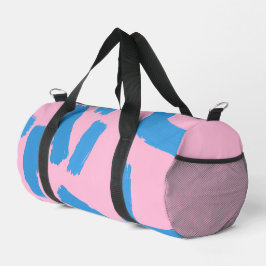 Bolso De Deporte Pequeño Pink with Blue Brushstroke Pattern 