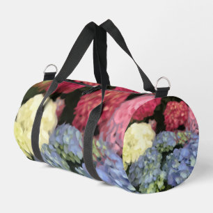 Bolso De Deporte Pequeño Pintado digital de flores de hidrangea azul y rosa