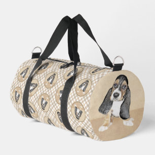 Bolso De Deporte Pequeño Pintura de cachorro con hongo basset de arte de pe