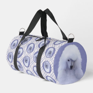 Bolso De Deporte Pequeño Pintura de caniche normal de perro original blanco