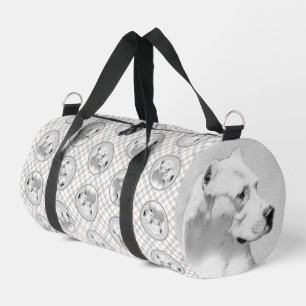 Bolso De Deporte Pequeño Pintura de Dogo Argentino Arte Original de Perro M