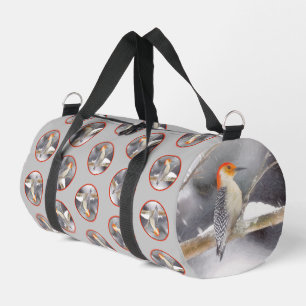 Bolso De Deporte Pequeño Pintura de pájaro de madera roja