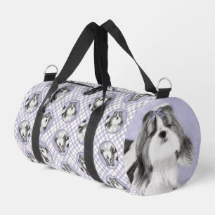 Bolso De Deporte Pequeño Pintura de Shih Tzu Negro y Blanco Arte Original d