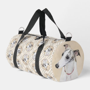 Bolso De Deporte Pequeño Pintura de Whippet Brindle White Original Dog Art