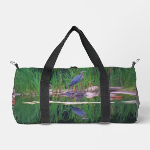 Bolso De Deporte Pequeño Pintura natural de la garza azul