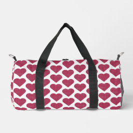 Bolso De Deporte Pequeño Plaid rojo rosa en forma de corazón