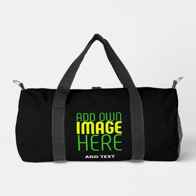 BOLSO DE DEPORTE PEQUEÑO PLANTILLA DE TEXTO DE IMAGEN NEGRA SENCILLA EDITAB (Anverso)