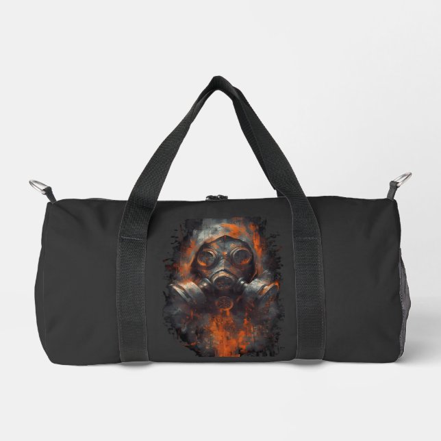Bolso De Deporte Pequeño Post Apocalyptic Gas Mask Toxic Grunge Duffel Bag (Anverso)