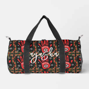 Bolso De Deporte Pequeño Powwow Rojo y Negro de la MMIW Nativa Americana