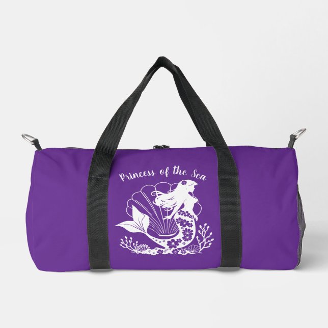 Bolso De Deporte Pequeño Princesa de sirena hawaiana de púrpura marina (Anverso)
